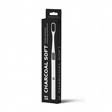 Зубна Щітка Woom Charcoal Soft м'яка з деревним вугіллям чорний білий