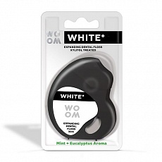 Зубна Нитка Woom White+ вощена біла об'ємна з м'ятою та евкаліптом 920327