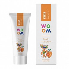 Детская Зубная Паста Woom Kids Peach+ возраст 3-8 лет натуральность 98% 450 ppmF