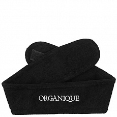 Пов'язка для голови махрова косметична на гумці з липучками і лого чорний 802043