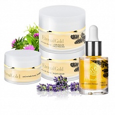 Набір косметики для обличчя Eternal Gold: Пілінг + Сироватка + Нічний Крем + Крем під Очі 185023